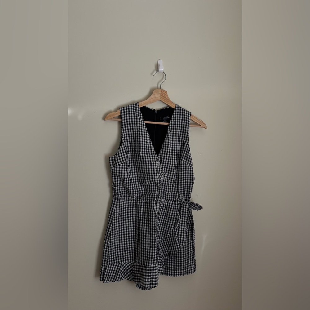 Aqua Black and White Checkered Mini Dress